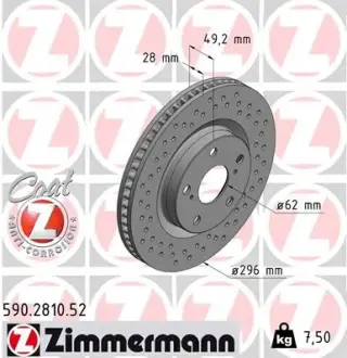 Вентилируемый тормозной диск otto zimmermann gmbh 590281052