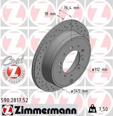 Вентильований гальмівний диск Otto Zimmermann GmbH 590.2817.52 (фото 1)