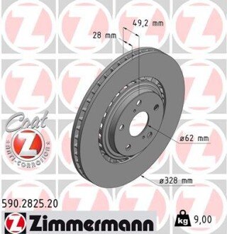 Вентилируемый тормозной диск otto Zimmermann GmbH 590282520 на Тойота Превия