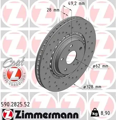 Вентилируемый тормозной диск otto zimmermann gmbh 590.2825.52