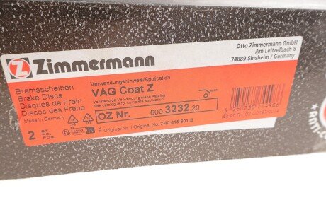 Вентильований гальмівний диск otto Zimmermann GmbH 600.3232.20