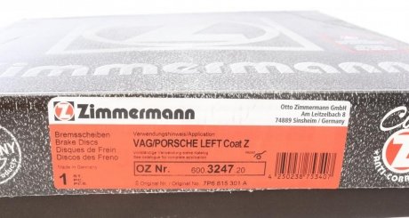 Передні тормозні (гальмівні) колодки otto Zimmermann GmbH 600324720