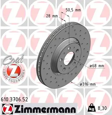 Вентилируемый тормозной диск otto zimmermann gmbh 610370652