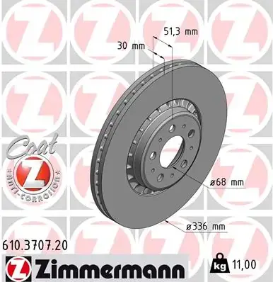 Вентилируемый тормозной диск otto zimmermann gmbh 610370720