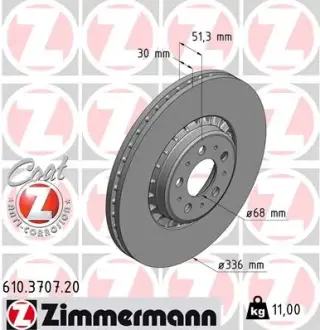 Вентилируемый тормозной диск otto zimmermann gmbh 610370720