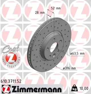 Вентилируемый тормозной диск otto zimmermann gmbh 610371152 Вольво S80