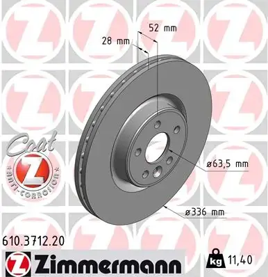 Вентильований гальмівний диск Otto Zimmermann GmbH 610.3712.20 (фото 1)