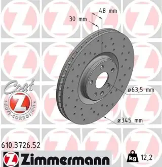 Вентильований гальмівний диск Otto Zimmermann GmbH 610372652