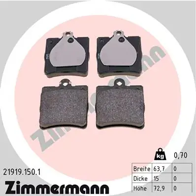 Задние тормозные колодки otto zimmermann gmbh 21919.150.1