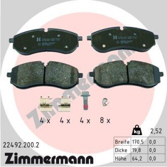 Задні тормозні (гальмівні) колодки otto Zimmermann GmbH 224922002 на Фольксваген Крафтер