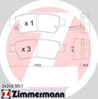 Задние тормозные колодки otto Zimmermann GmbH 242401651