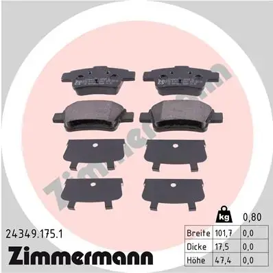 Задні тормозні (гальмівні) колодки Otto Zimmermann GmbH 243491751 (фото 1)