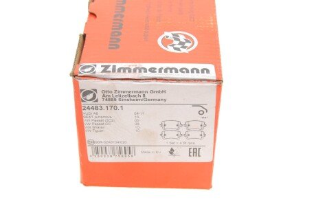 Задні тормозні (гальмівні) колодки otto Zimmermann GmbH 244831701