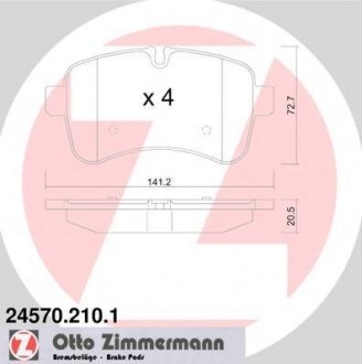 Задні тормозні (гальмівні) колодки otto Zimmermann GmbH 245702101