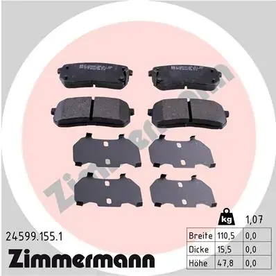 Задні тормозні (гальмівні) колодки Otto Zimmermann GmbH 24599.155.1 (фото 1)