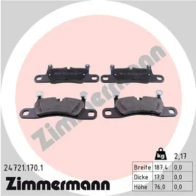 Задні тормозні (гальмівні) колодки Otto Zimmermann GmbH 24721.170.1 (фото 1)