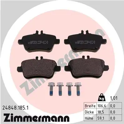 Задние тормозные колодки otto zimmermann gmbh 24848.185.1