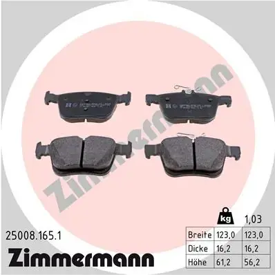 Задние тормозные колодки otto zimmermann gmbh 25008.165.1