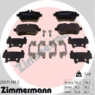 Задні тормозні (гальмівні) колодки otto Zimmermann GmbH 250711902 на Мерседес SL-Class R231