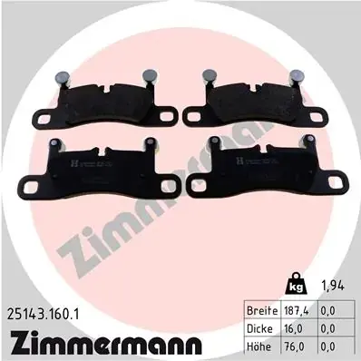 Задние тормозные колодки otto zimmermann gmbh 251431601