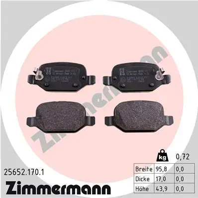Задні тормозні (гальмівні) колодки Otto Zimmermann GmbH 256521701 (фото 1)