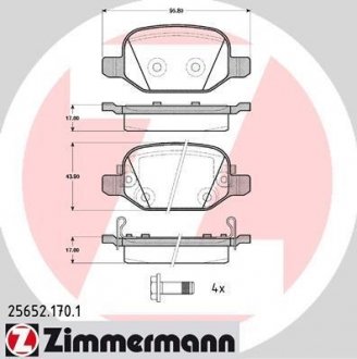 Задні тормозні (гальмівні) колодки otto Zimmermann GmbH 256521701