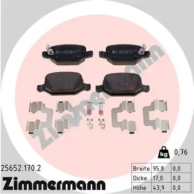Задні тормозні (гальмівні) колодки Otto Zimmermann GmbH 256521702 (фото 1)