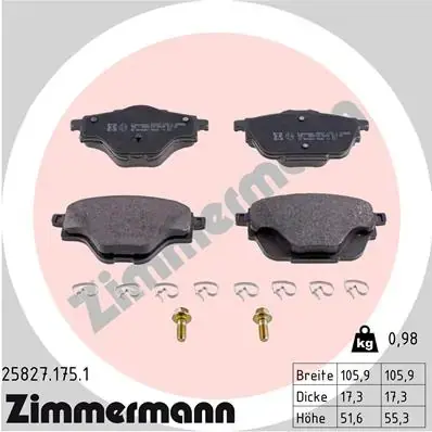 Задние тормозные колодки otto zimmermann gmbh 25827.175.1