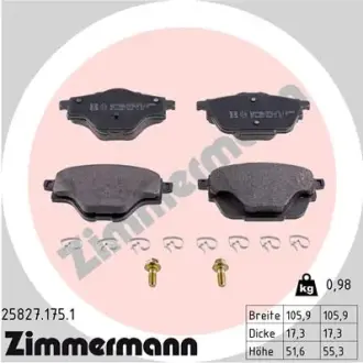 Задні тормозні (гальмівні) колодки Otto Zimmermann GmbH 25827.175.1