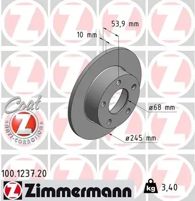 Задній гальмівний (тормозний) диск Otto Zimmermann GmbH 100123720 (фото 1)