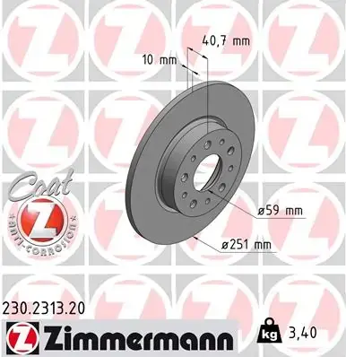 Задній гальмівний (тормозний) диск Otto Zimmermann GmbH 230231320 (фото 1)