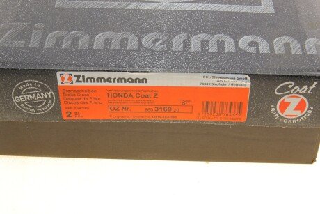 Задній гальмівний (тормозний) диск otto Zimmermann GmbH 280316920