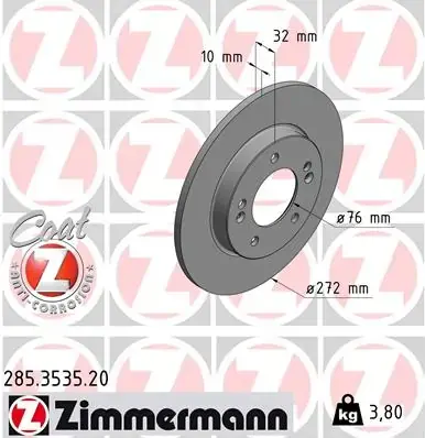 Задний тормозной диск otto zimmermann gmbh 285353520
