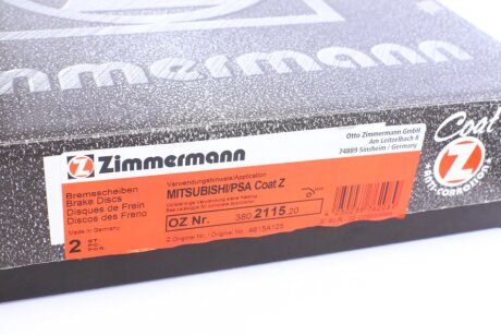 Задний тормозной диск otto Zimmermann GmbH 380211520