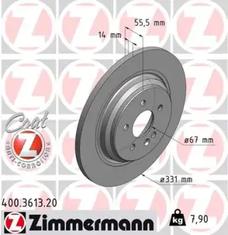 Задній гальмівний (тормозний) диск Otto Zimmermann GmbH 400.3613.20