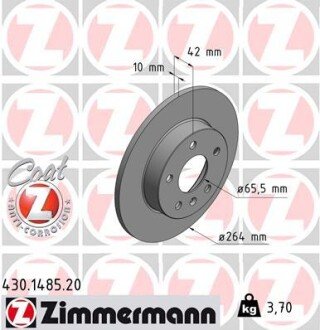 Задний тормозной диск otto Zimmermann GmbH 430.1485.20