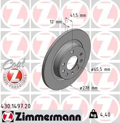 Задний тормозной диск otto zimmermann gmbh 430.1497.20