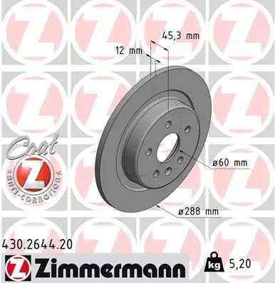 Задний тормозной диск otto zimmermann gmbh 430264420