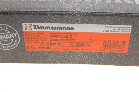 Задний тормозной диск otto Zimmermann GmbH 600324120