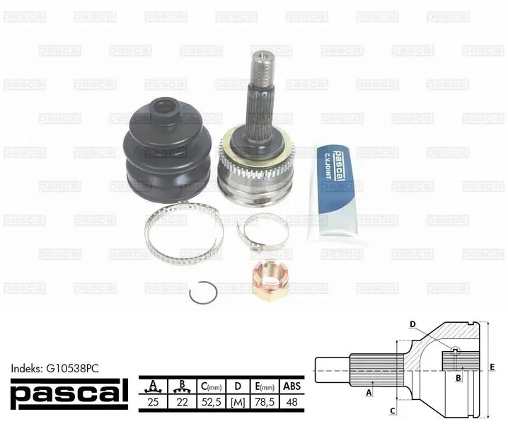 Шрус (граната) внутрішній-зовнішній PASCAL G10538PC (фото 1)