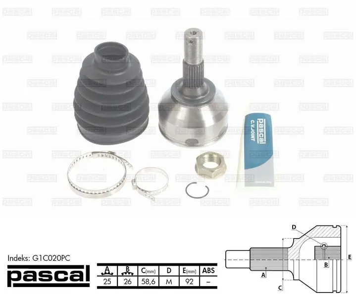 Шрус (граната) внутрішній-зовнішній PASCAL G1C020PC (фото 1)