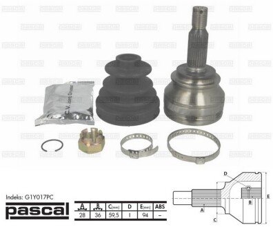 Шрус (граната) внутрішній-зовнішній pascal G1Y017PC на Додж Калибр (калибер)