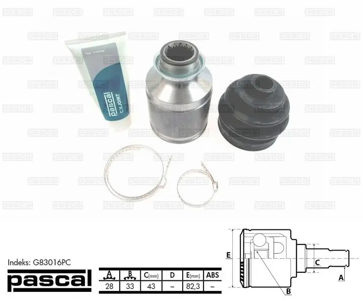 Шрус (граната) внутрішній-зовнішній PASCAL G83016PC (фото 1)