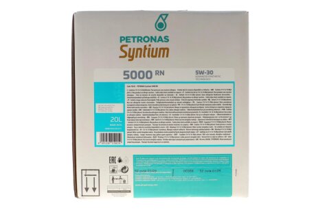 Олива моторна SYNTIUM 5000 RN 5W-30 BiB (20L) petronas 70543RY1EU
