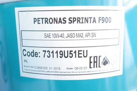 Олива моторна SPRINTA F900 10W-40 SN (60L) petronas 73119U51EU