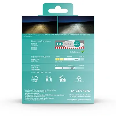 (PHILIPS) LED H7 Ultinon Pro5100 +160% X2 12/24V 12W philips 11972U51X2