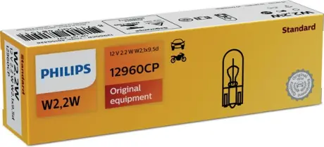 Автолампа 12V 2,2W W2,1X9,5D T10 philips 12960CP