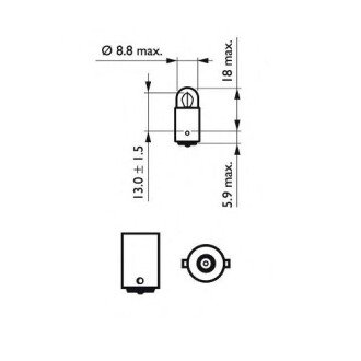 Автолампа 12V 2W BA9S T8,5x21,5 philips 12913CP