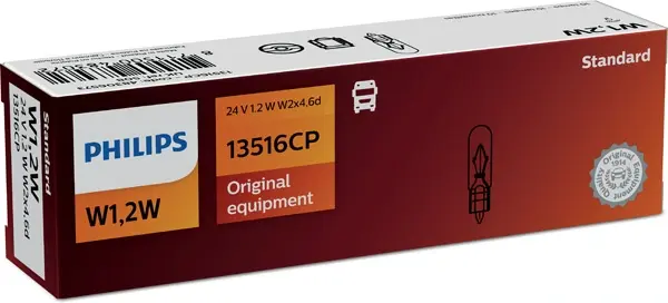 Автолампа W1,2W 24V 1,2W W2x4,6D T5 Philips 13516CP (фото 1)