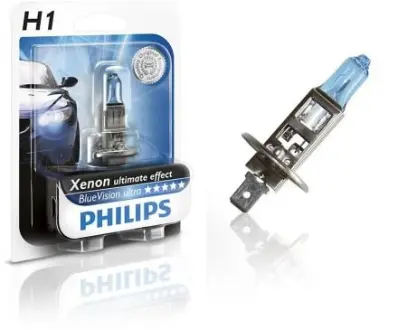 Лампа H1 12V 55W P14.5S BlueVision 4200K (блістер) Philips 12258BVUB1